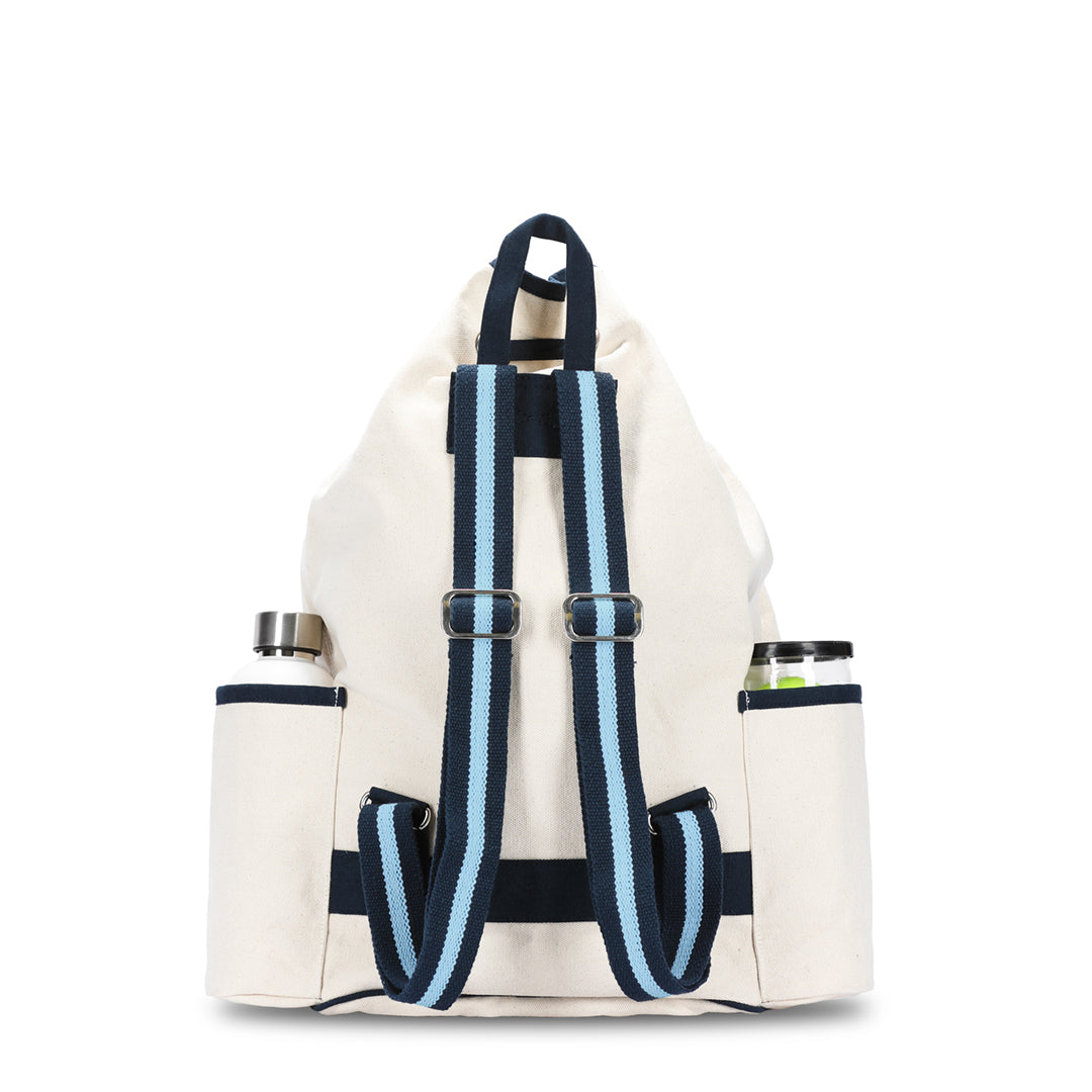 Ame And Lulu Women's deals Tennis Backpack Vine Canvas Gear Bag NEW Navy Yellow White